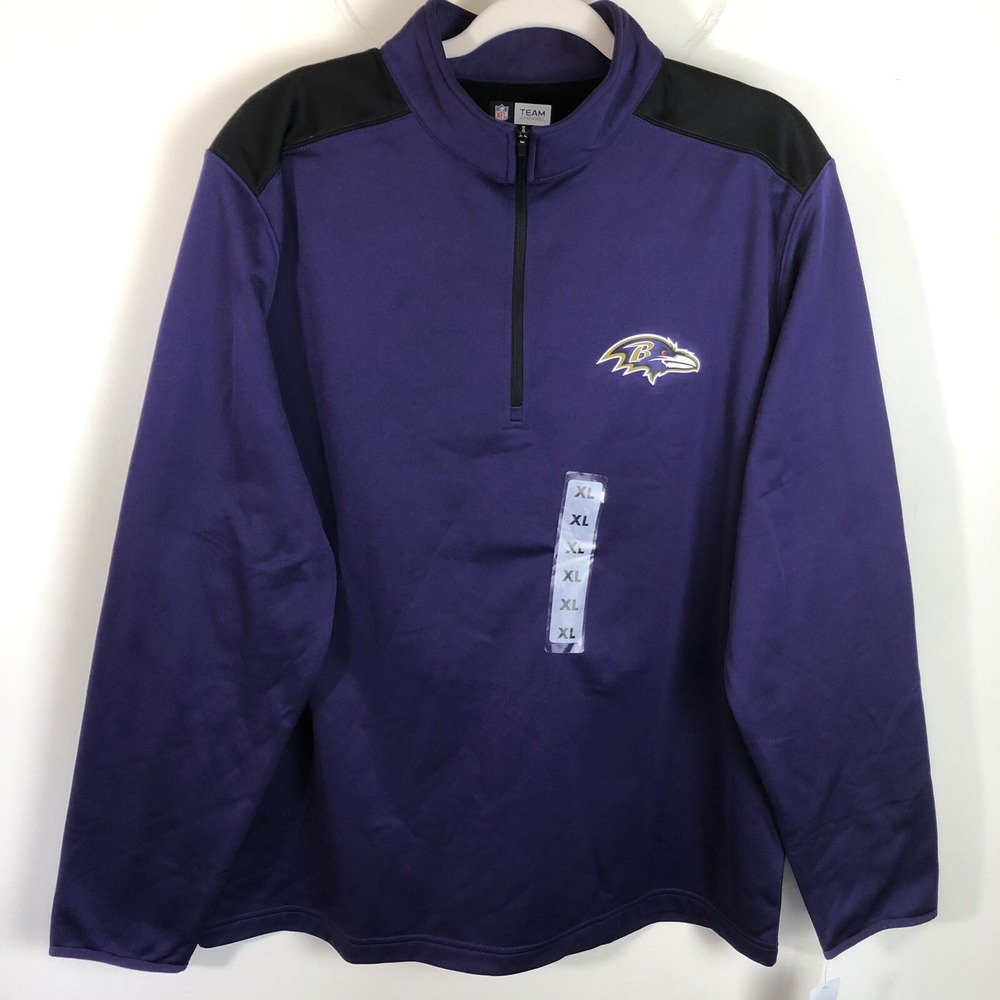 NWT Baltimore Ravens NFL Team Apparel 1/4 Zip Pullover Sweater Mens XL Purple